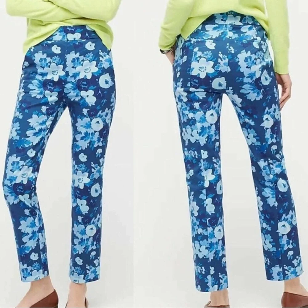 J. CREW 6 TALL Remi Blue Floral Re-Imagined Watercolor Pants Womens size 6T